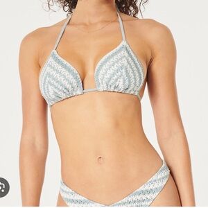 Hollister Crochet White and Blue Bikini